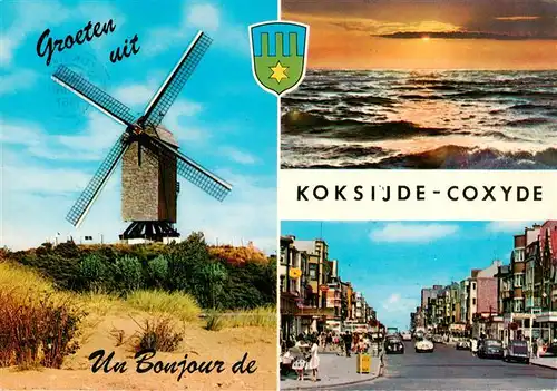 AK / Ansichtskarte  Koksijde_Belgie Windmuehle Seepartie Ortsmotiv 