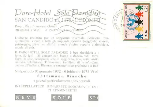 AK / Ansichtskarte  San_Candido_Innichen Parc Hotel Sole Paradiso 