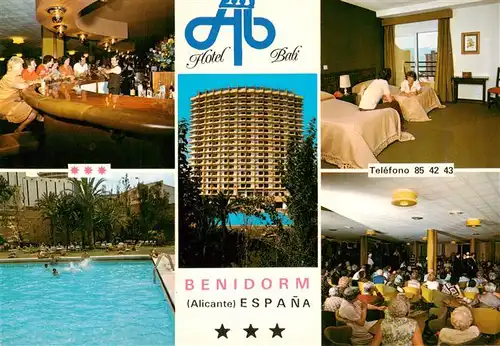 AK / Ansichtskarte 73876063 Benidorm_ES Hotel Bali Bar Zimmer Pool Speisesaal 