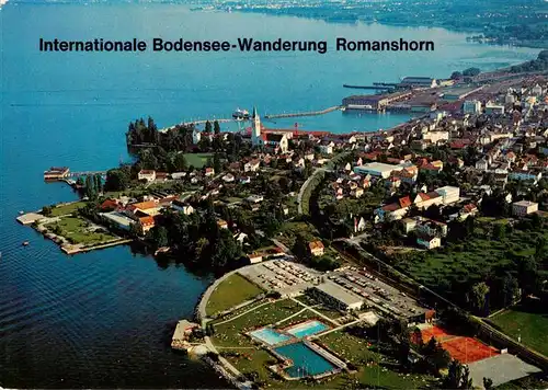 AK / Ansichtskarte  Romanshorn_TG Fliegeraufnahme mit Schwimmbad am Bodensee Romanshorn TG