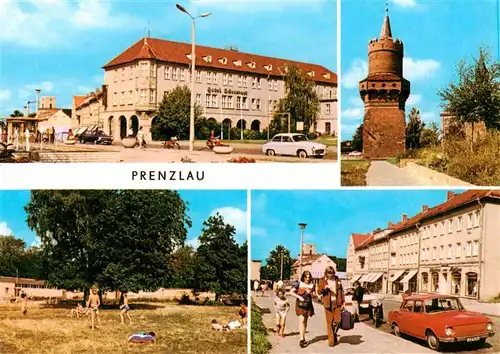 AK / Ansichtskarte  Prenzlau Hotel Uckermark Mitteltorturm Staedt Seebad am Uckersee Strasse der Republik Prenzlau