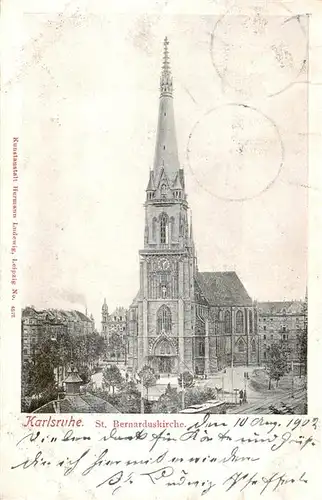 AK / Ansichtskarte  Karlsruhe_Baden St. Bernarduskirche Karlsruhe_Baden