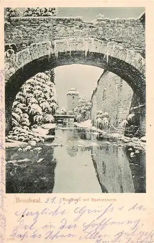 AK / Ansichtskarte  Bruchsal Saalbach mit Spatzenturm Bruchsal