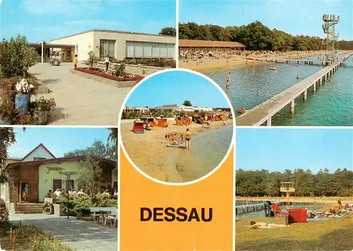 AK / Ansichtskarte  Dessau-Rosslau Waldbad Freundschaft Strandbad Adria HO Gaststaette Jaegerklause Dessau-Rosslau