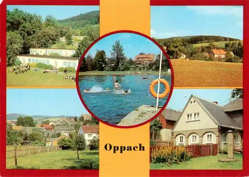 AK / Ansichtskarte 73876219 Oppach Kinderferienlager Blick zum Bieleboh Freibad Teilansicht Umgebindehaus Oppach