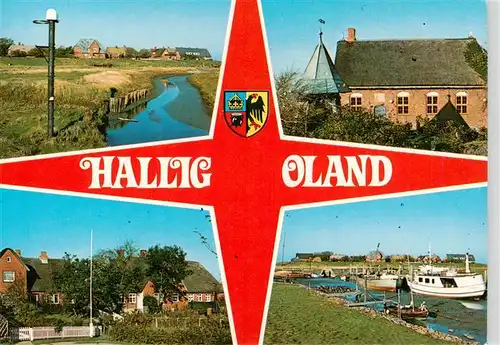 AK / Ansichtskarte 73876237 Hallig_Oland Teilansichten Inselhaeuser Bootshafen Hallig_Oland