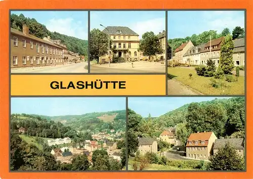 AK / Ansichtskarte  Glashuette_Sachsen Kulturhaus Ingenieurschule fuer Feinwerktechnik Markt Teilansicht Blick zur Luchauer Strasse Glashuette_Sachsen