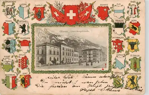 AK / Ansichtskarte  Glarus_GL Gerichtsgebaeude Wappen Glarus_GL