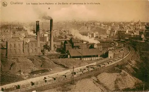 AK / Ansichtskarte  Charleroi__Belgie Les fosses Sacré-Madame et Sainte Barbe Panorama de la ville haute 