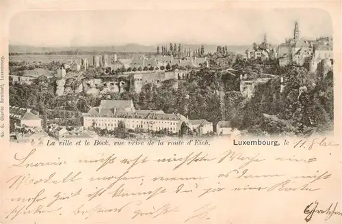 AK / Ansichtskarte  Luxembourg__Luxemburg La ville et le Bock vue prise de la Route d Eich 