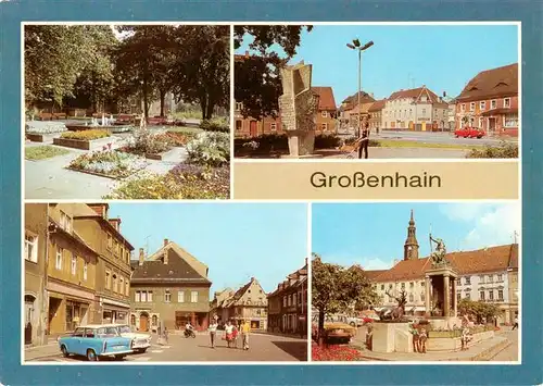 AK / Ansichtskarte  Grossenhain_Sachsen Gruenanlagen Leninplatz mit Monument Neumarkt Dianabrunnen auf dem Karl-Marx-Platz Grossenhain Sachsen