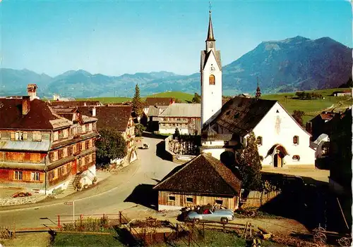 AK / Ansichtskarte  Schwarzenberg_Vorarlberg Dorfplatz mit Kirche Schwarzenberg Vorarlberg