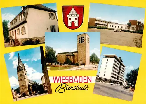 AK / Ansichtskarte 73876387 Bierstadt_Wiesbaden Rathaus Kirche Schloss Hochhaus 