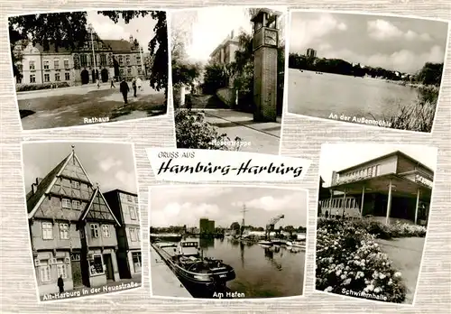 AK / Ansichtskarte 73876391 Harburg_Elbe_Hamburg Rathaus Rosentreppe An der Aussenmuehle Alt Harburg in der Neuestrasse Am Hafen Schwimmhalle 