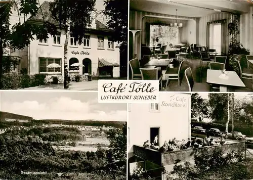 AK / Ansichtskarte  Schieder-Schwalenberg Cafe Toelle Gaststube Terrasse Panorama Schieder-Schwalenberg