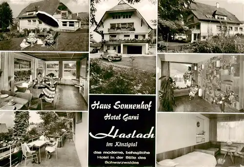 AK / Ansichtskarte  Haslach_Kinzigtal Haus Sonnenhof Hotel Garnie Gastraeume Zimmer Terrasse Garten Haslach_Kinzigtal