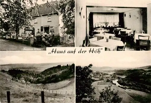 AK / Ansichtskarte  Duenebusch Pension Klein Haus auf der Hoehe Speisezimmer Blick von der Hoeh Siegtal Duenebusch