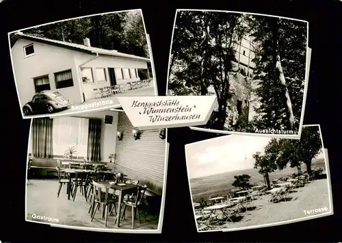 AK / Ansichtskarte  Winzerhausen Berggaststaette Wunnenstein Aussichtsturm Gastraum Terrasse Winzerhausen