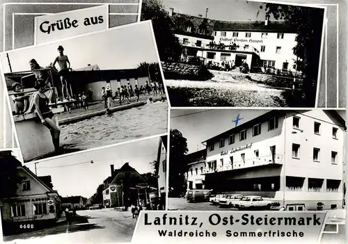 AK / Ansichtskarte  Lafnitz_Steiermark_AT Schwimmbad Gasthof Pension Haspel Strassenpartie Hotel Lafnitzerhof 