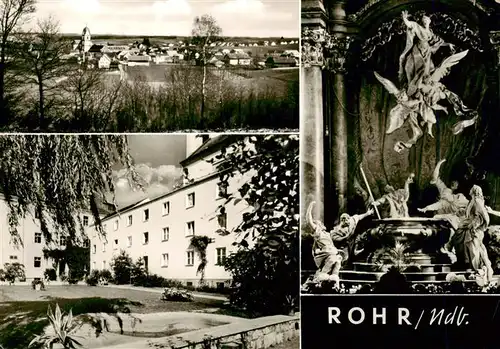 AK / Ansichtskarte  Rohr_Niederbayern Panorama Innenhof des Klosters Hochaltar der Abteikirche Rohr Niederbayern