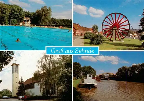 AK / Ansichtskarte  Sehnde Schwimmbad Rad Kirche Kanal Sehnde