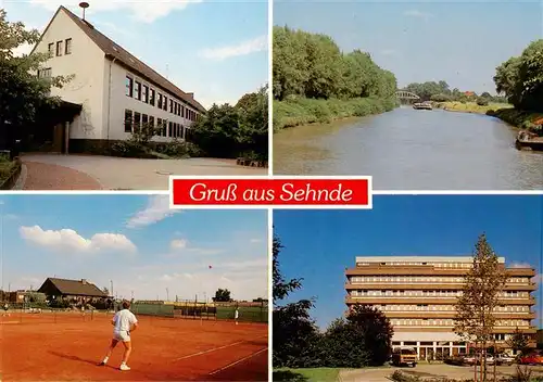 AK / Ansichtskarte 73876619 Sehnde Gebaeude Kanal Tennisplatz Hotel Sehnde