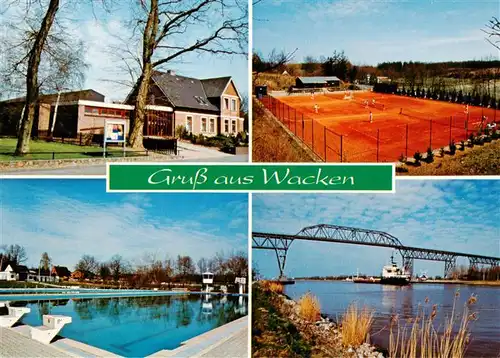 AK / Ansichtskarte  Wacken Gasthaus Tennisplatz Schwimmbad Hochbruecke ueber Nord-Ostsee-Kanal Wacken