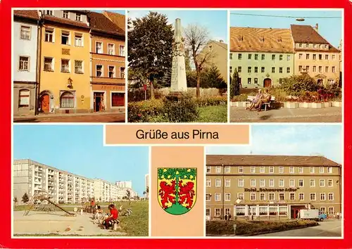 AK / Ansichtskarte  Pirna_Elbe Haus des Th Jacobaer Postmeilensaeule Markt Pirna Sonnenstein Hotel Schwarzer Adler 