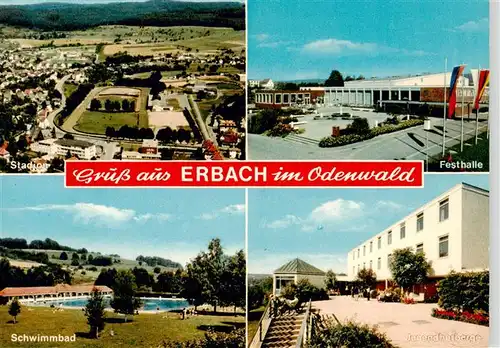 AK / Ansichtskarte  Erbach_Odenwald Stadion Festhalle Schwimmbad Jugendherberge Erbach Odenwald