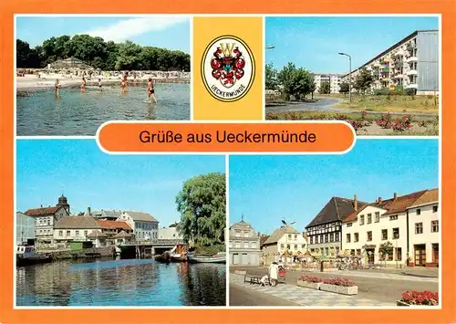 AK / Ansichtskarte  Ueckermuende_Mecklenburg_Vorpommern Am Haffbad Neubauten in der Haffstrasse Am Hafen Karl Marx Platz Ueckermuende_Mecklenburg