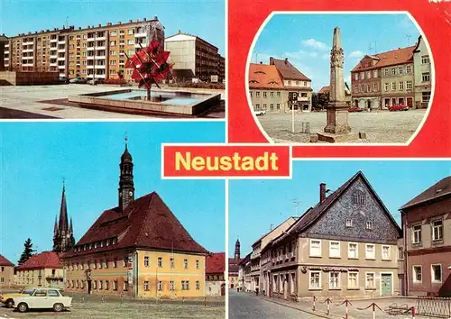 AK / Ansichtskarte 73876667 Neustadt_Sachsen Friedrich Engels Strasse Postmeilensaeule Rathaus Bahnhofstrasse Neustadt_Sachsen