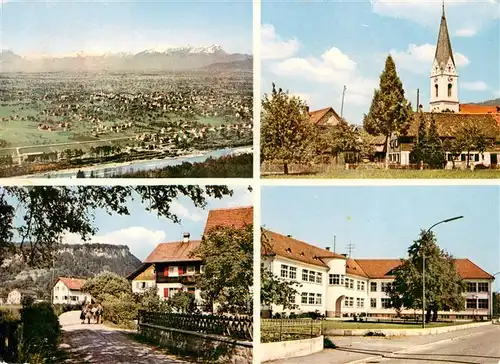 AK / Ansichtskarte 73876696 Lauterach_Vorarlberg Panorama Kirche Ortspartie Schule Lauterach Vorarlberg