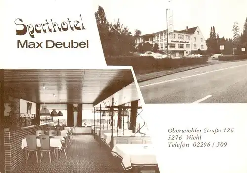 AK / Ansichtskarte 73876740 Wiehl_Oberbergischer_Kreis Sporthotel Max Deubel Gastraum 