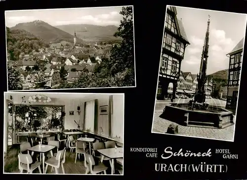 AK / Ansichtskarte 73876746 Urach_Bad Konditorei Cafe Schoeneck Panorama Brunnen Urach_Bad