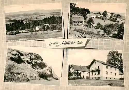 AK / Ansichtskarte  Hoffeld_Schwandorf_Oberpfalz Blick nach Westen Hoffeld Burgruine Gasthaus Pension Schneider 