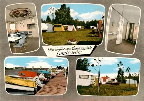 AK / Ansichtskarte  Lahde_Weser Campingplatz Lahde Restaurant Sanitaerraum Bootssteg Lahde Weser