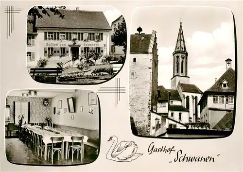AK / Ansichtskarte 73876787 Markdorf_Bodensee Gasthof zum Schwanen Gaststube Kirche Markdorf Bodensee