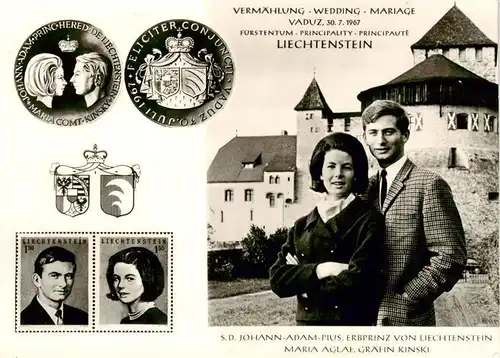 AK / Ansichtskarte  Vaduz_Liechtenstein_FL Vermaehlung SD Johann Adam Pius Erbprinz von Liechtenstein und Maria Aglae Graefin Kinski 