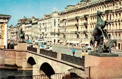 AK / Ansichtskarte  Leningrad_St_Petersburg_RU Nevskej Allee Anitschkow Bruecke 