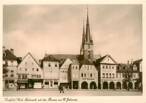 AK / Ansichtskarte  Saalfeld_Saale Liedenseite mit den Tuermen von St. Johannes Kirche Saalfeld_Saale