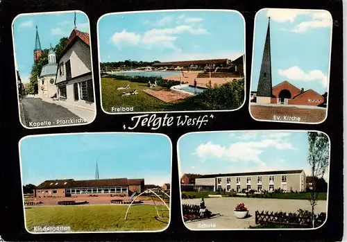 AK / Ansichtskarte  Telgte_Warendorf Kapelle Pfarrkirche Freibad Ev. Kirche Kindergarten Schule Telgte Warendorf