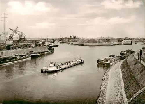 AK / Ansichtskarte  Duisburg__Ruhr Am Kaiserhafen Frachtkahn Binnenschifffahrt 