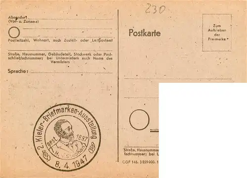 AK / Ansichtskarte  Kiel Kieler Briefmarken Ausstellung 1947 Kiel