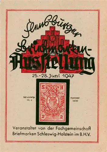 AK / Ansichtskarte 73876979 Flensburg__Schleswig-Holstein Flensburger Briefmarken Ausstellung 1947 