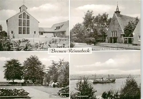 AK / Ansichtskarte  Roennebeck_Bremen Ev luth Kirche Christus Koenig Kirche Dillener Park Weserpartie Roennebeck Bremen