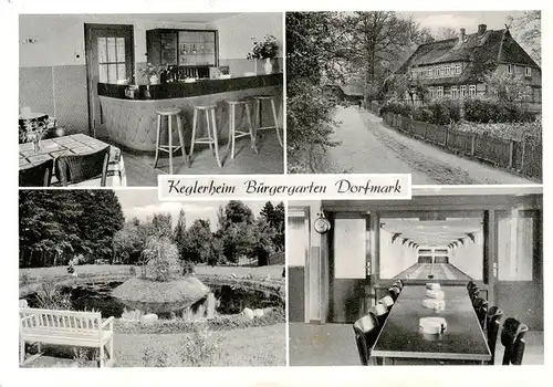 AK / Ansichtskarte 73876989 Dorfmark_Bad_Fallingbostel Keglerheim Buergergarten Bar Gaststube Teichbrunnen Kegelbahn 