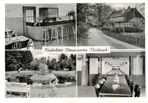 AK / Ansichtskarte  Dorfmark_Bad_Fallingbostel Keglerheim Buergergarten Bar Gaststube Teichbrunnen Kegelbahn 