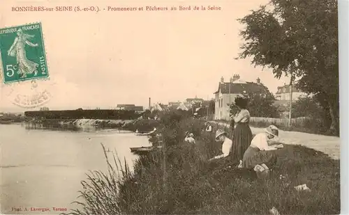 AK / Ansichtskarte  Bonnieres-sur-Seine_78_Yvelines Promeneurs et Pecheurs au Bord de la Seine 