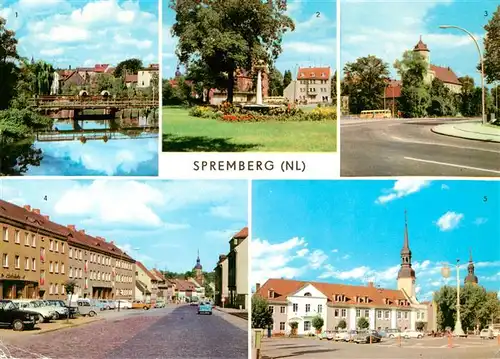 AK / Ansichtskarte  Spremberg_Niederlausitz An der Spree Busbahnhof Schloss Clara Zetkin Strasse Rathaus Spremberg_Niederlausitz