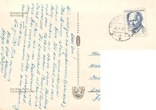 AK / Ansichtskarte  Zelezna_Ruda_Markt_Eisenstein_CZ Hotel Slavie Gastraeume 